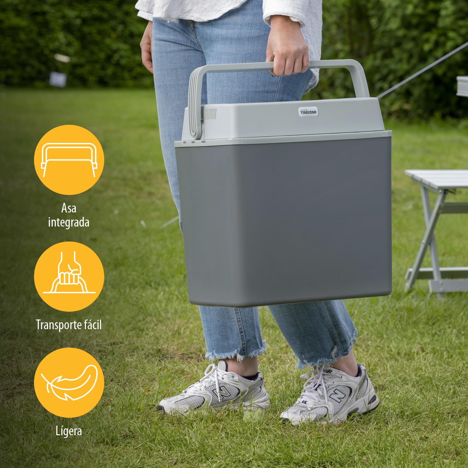 Tristar KB-7424 Nevera portátil, Volumen: 22 litros, Sistema de refrigeración termoeléctrico, 12V, Medidas Exterior: 25.3 x 40.3 x 40.1, Medidas Interior: 19 x 33 x 34, Gris