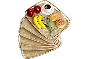 Set of 4 Bamboo Rectangle Serving Tray for Foods & Drinks