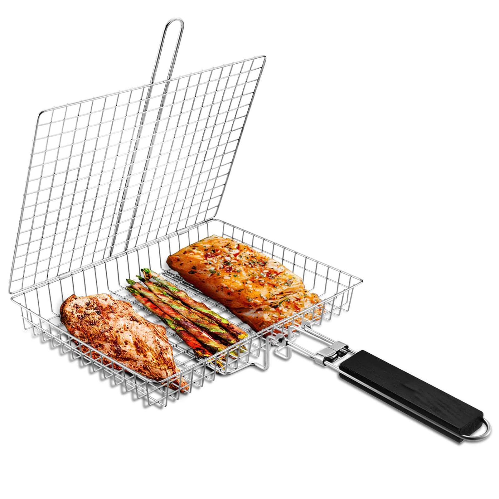 Griglia per campeggio all'aperto, griglia pieghevole per barbecue, griglia per carne, bistecca, gamberetti, verdure, migliora l'esperienza di cottura