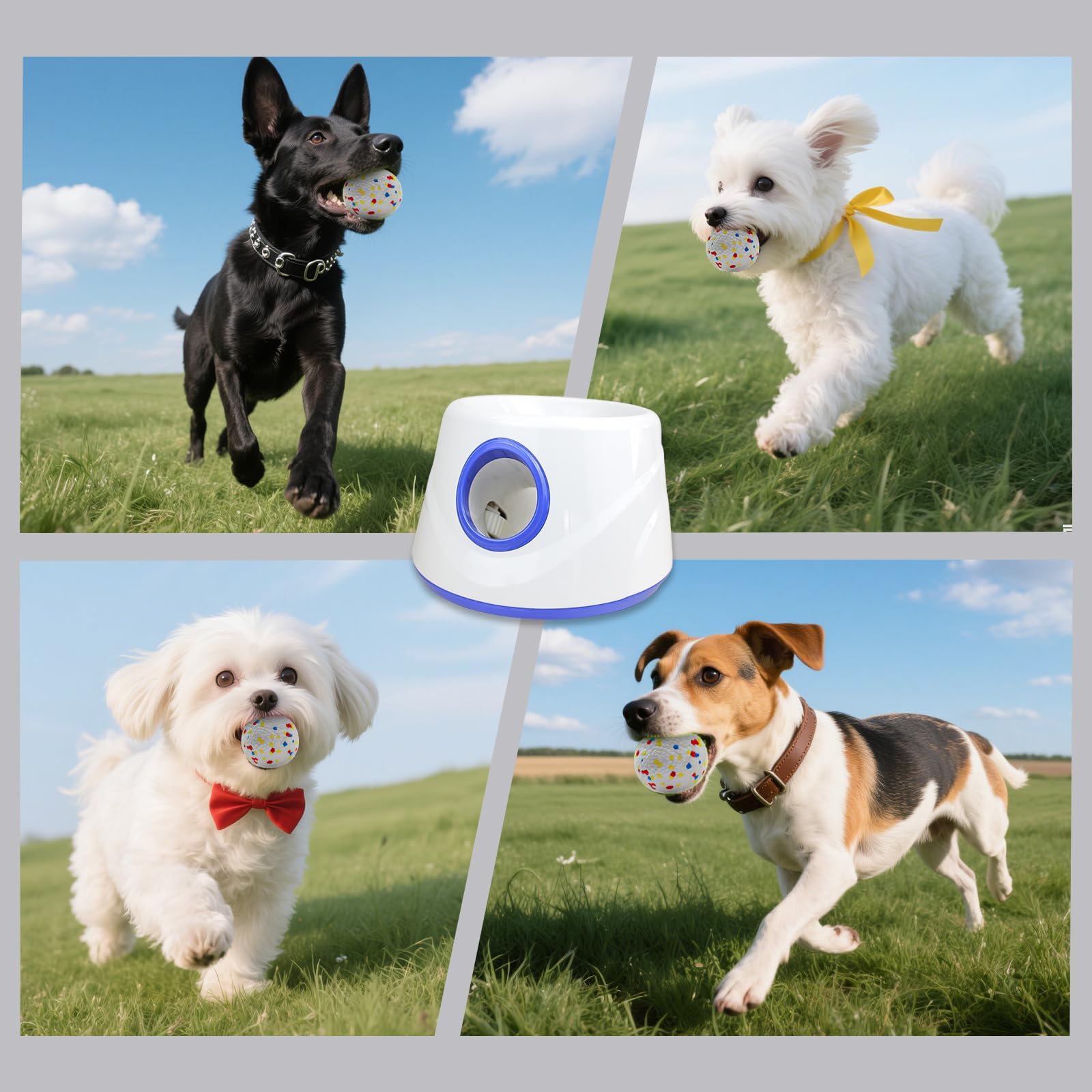 Lanzador automático de bolas para perros para interiores y exteriores, lanzador de bolas de perro, ajustes de distancia ajustable, batería recargable, juguete interactivo inteligente para