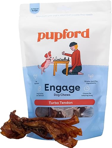 Pupford Turbo Beef Tendon Chews para perros y cachorros, masticable totalmente natural para perros con glucosamina para la salud de las