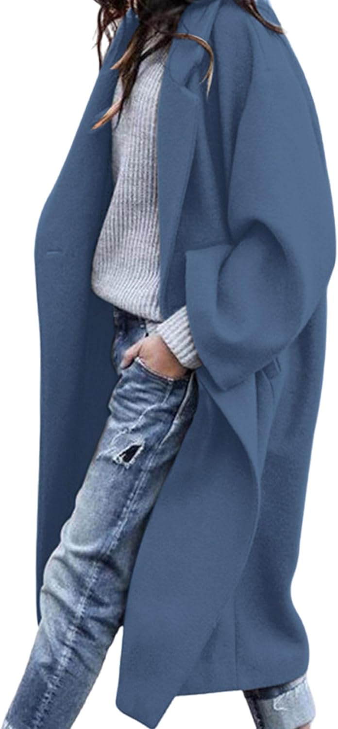 PRETTYGARDEN Womens Winter Coats 2025 Trendy Long Sleeve Notch Lapel Button Long Jackets Casual Oversized Vacation Outfits