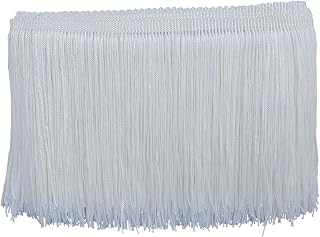 Chainette Fringe Trim 6 Inch 10 Yards Tassel Fringe Trim for Sewing Craft DIY Decoration(909 White)