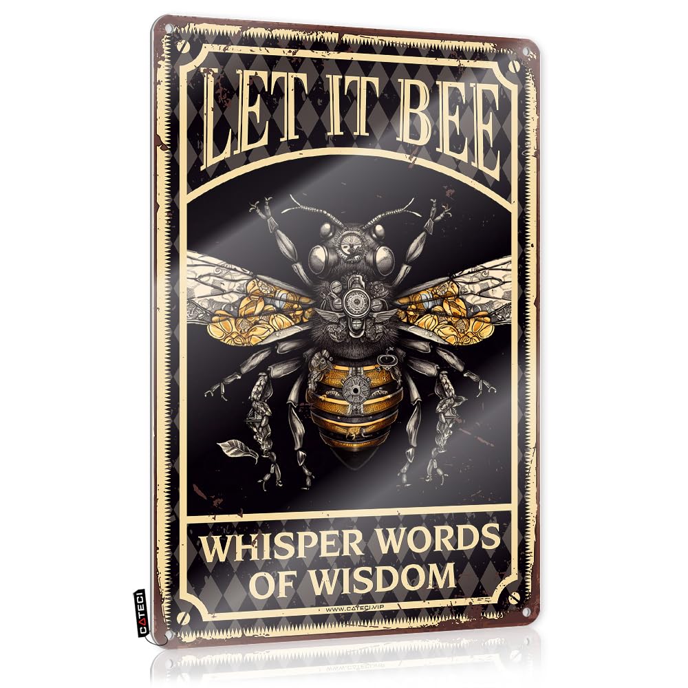 Fzfn Men's Colour Let It Bee Whisper Words Of Wisdom Distressed Custom - Farmhouse Signs Soft Area Hanging Wall Decor(20X30cm)