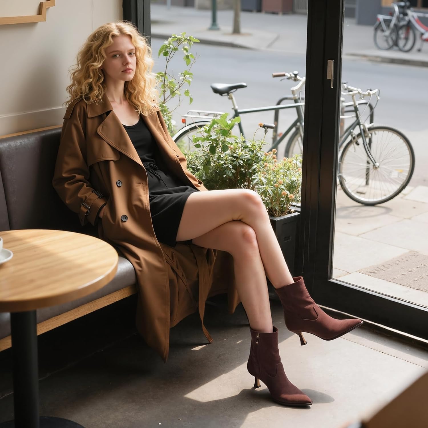 VOMIRA Ankle Boots for Women Pointy Toe Stacked Kitten Heels Black Boots for Women Side Zipper Leather Short Boots Fall Winter Ankle Booties Shoes - Image 6