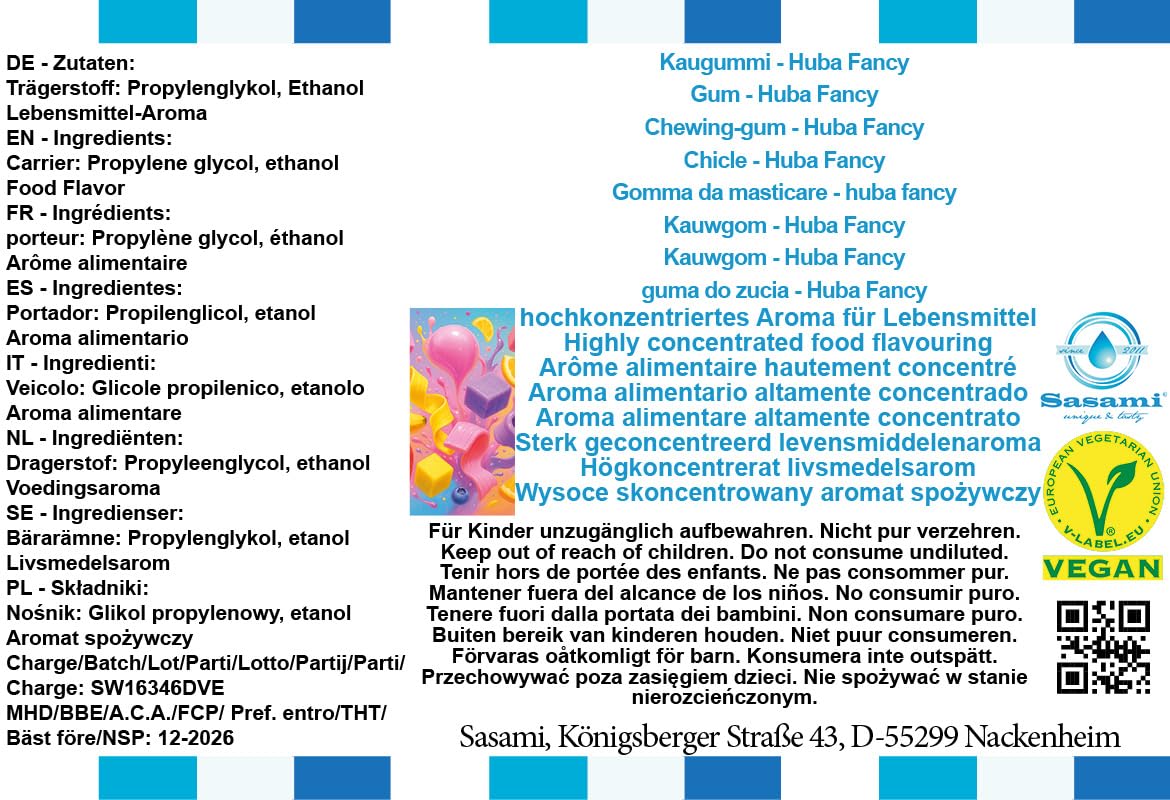 Kaugummi - Huba Fancy Aroma Konzentrat - Vegan - Sasami - 100ml