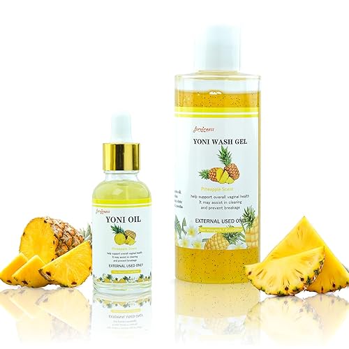 Natural Yoni Wash Yoni Oil Set, lavado femenino para mujer ph Balance, 1 onza de aceite femenino y 6.7 onzas líquidas de lavado vaginal íntimo,