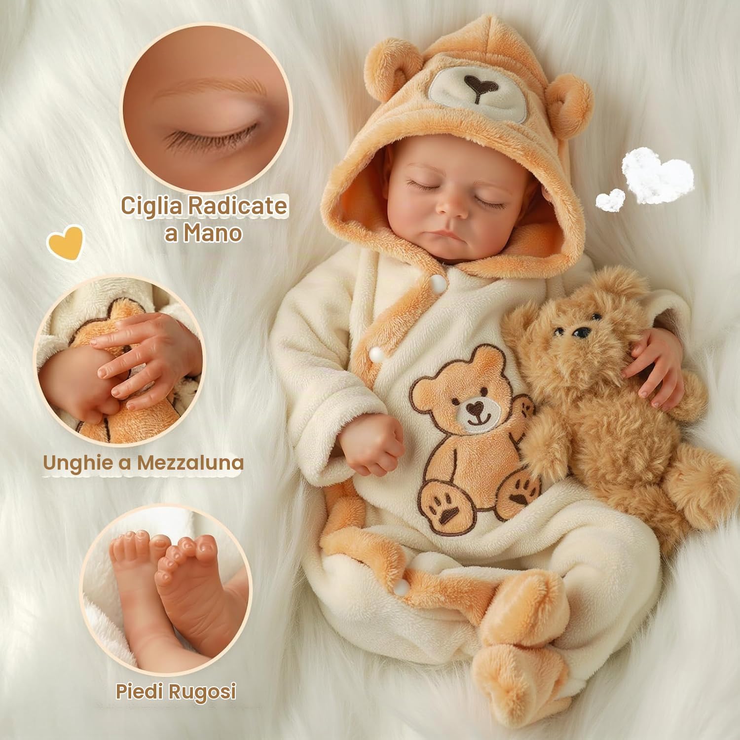 BABESIDE Bambole Reborn Maschio 20 Pollici che Dorme Realistica