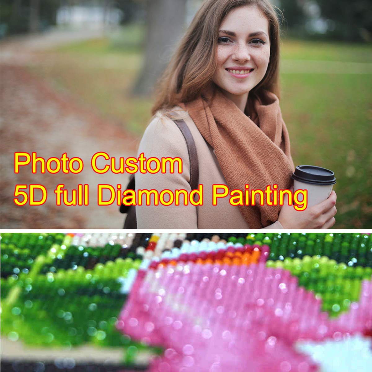 Kit Peinture Diamant Personnalisé - Transforme Ta Photo En Tableau 40x40 Cm - Diamants Ronds Ou Carrés - Toile HD, Colle Haute Viscosité