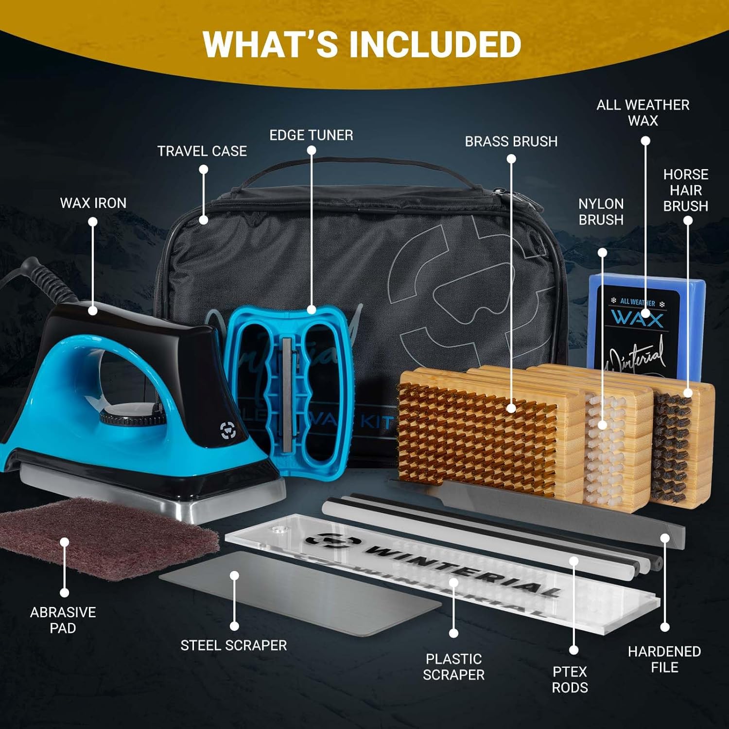 Winterial Snowboard and Ski Tuning Kit, with Iron, All-Temp Snowboard Wax, Angled Edge Tuner File Pro