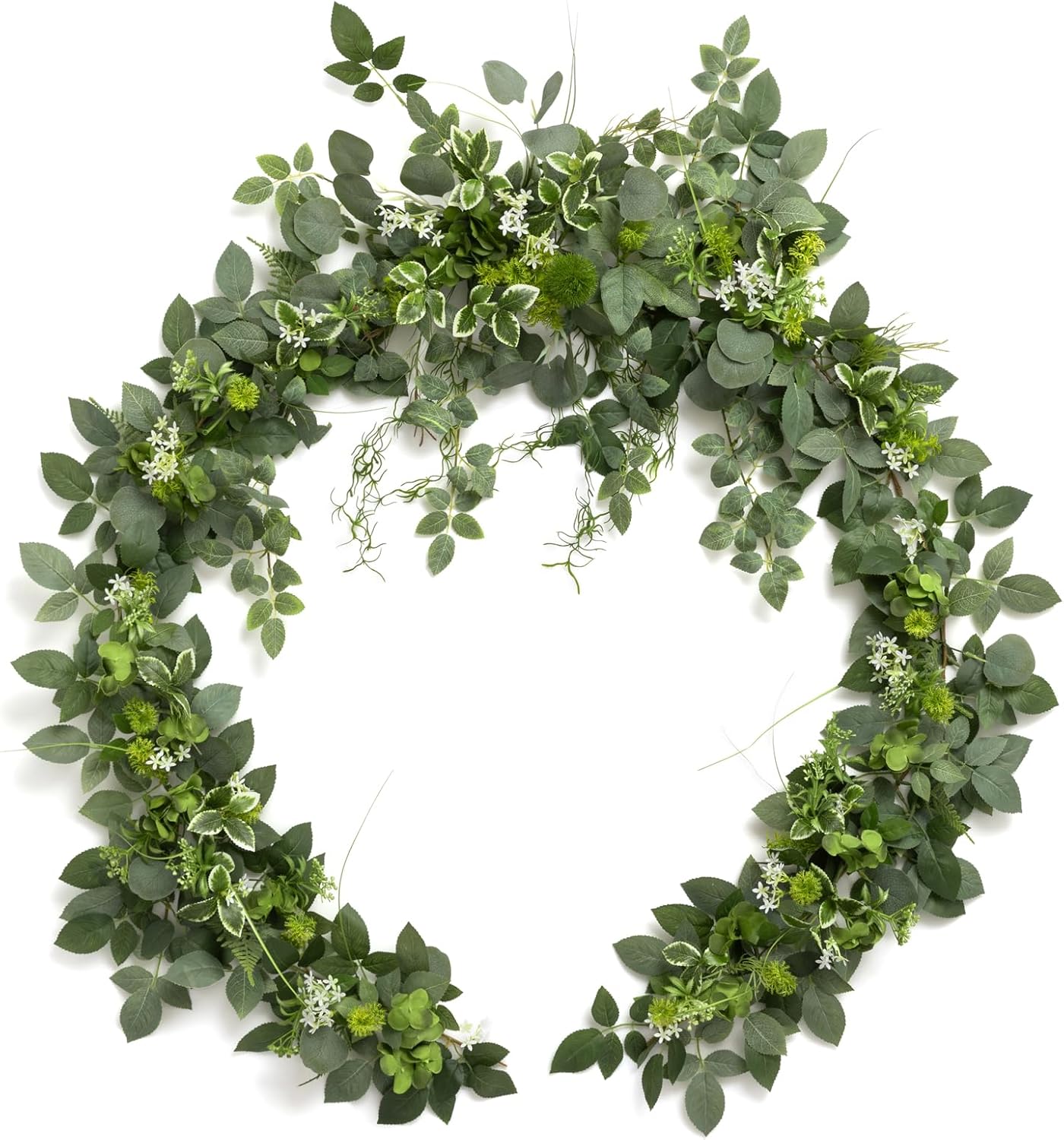 Ling's Moment Flower Garland - 6FT Eucalyptus & Greenery - Sweetheart Table Decor for Wedding Reception, Artificial Floral Garland for Mantle, Spring Garden Ceremony, Christmas Decoration, Green