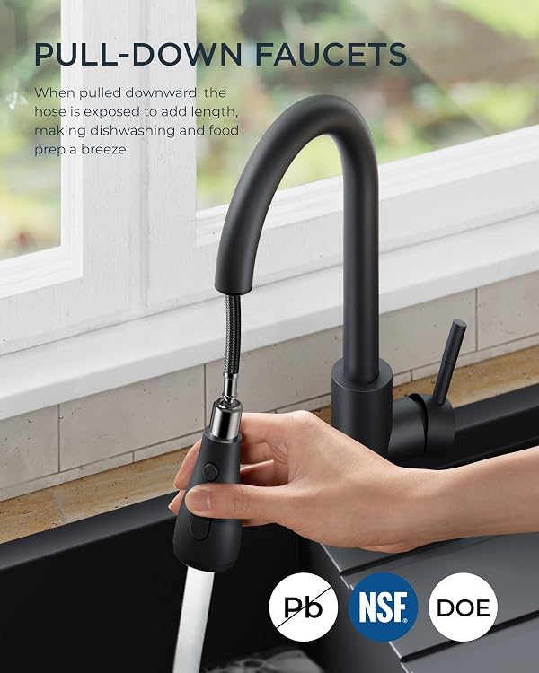 FORIOUS Touchless Kitchen Faucet with Pull Down Sprayer, Black Hands-Free Smart Motion Sensor Sink Faucet Single Handle Contemporary, Suitable for Farmhouse Laundry Camper RV Bar by FORIOUS - Used condition - Image 6