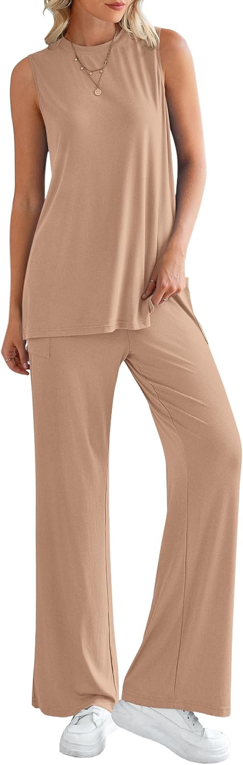 PRETTYGARDEN Women's 2 Piece Lounge Set 2026 Summer Casual Tank Top Wide Leg Pants Matching Travel Outfits Clothes Tracksuit - Image 2