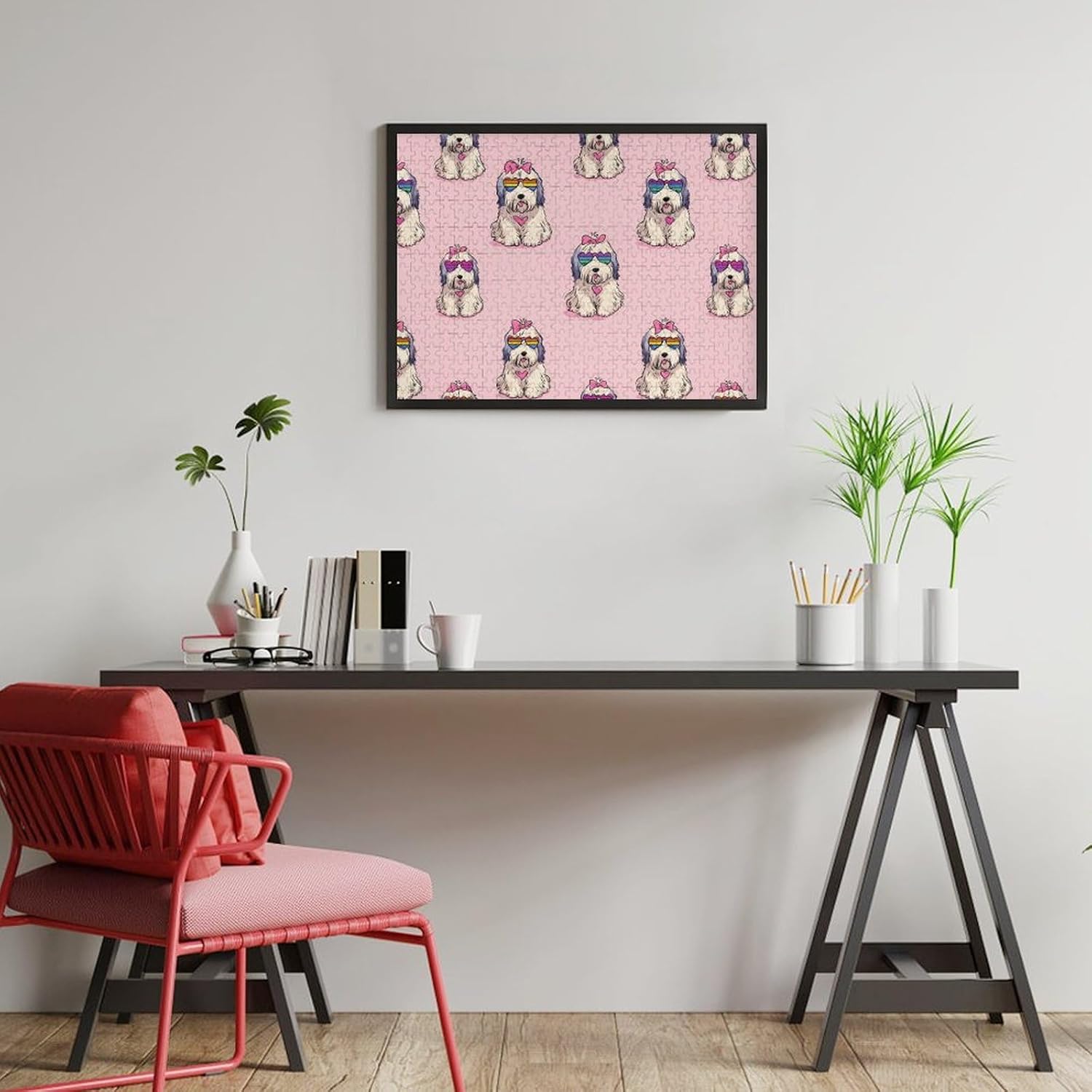 English Sheepdog Print Puzzles for Adults 500 PCS Wooden Jigsaw Puzzle Wall Decor Christmas