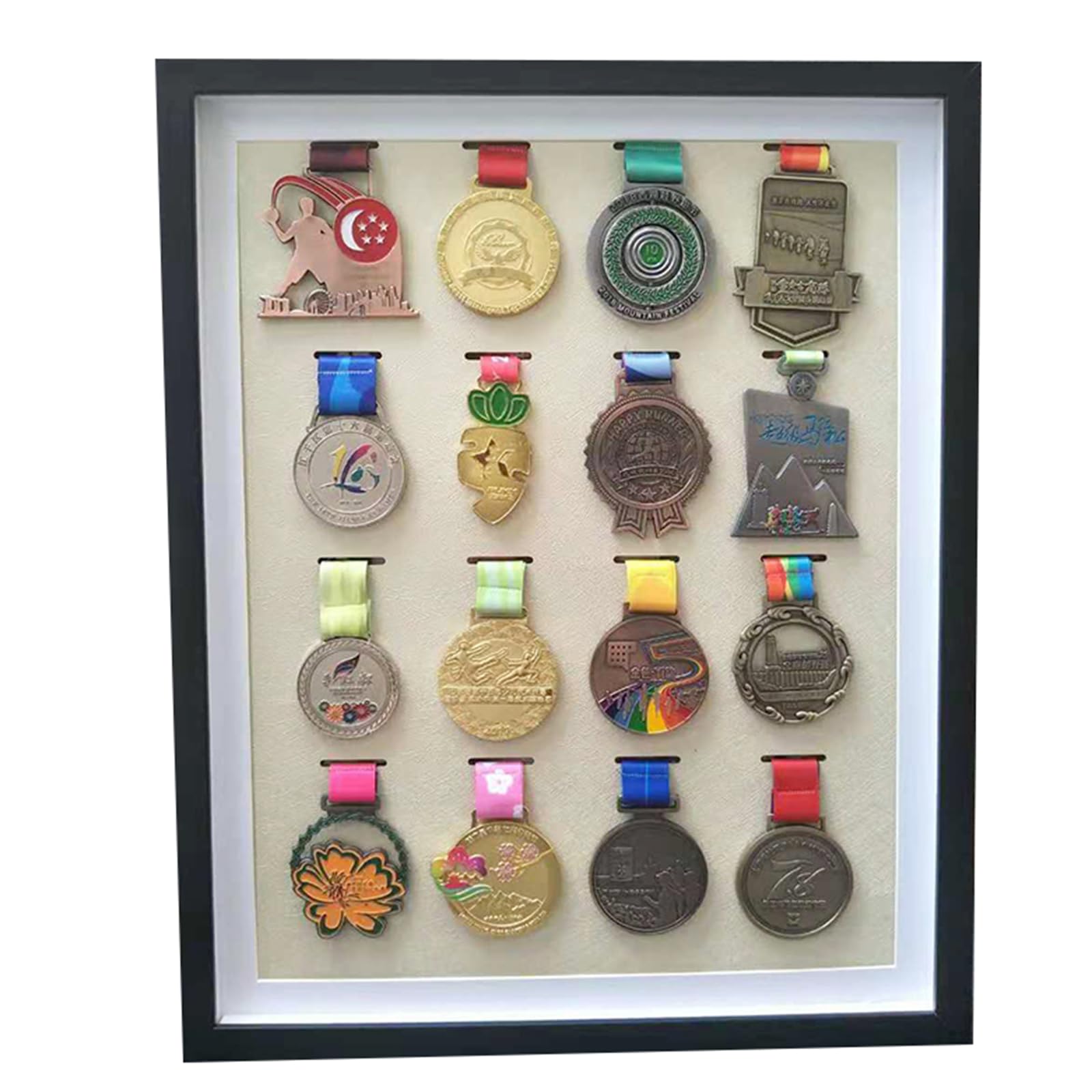 Duża ramka wyświetlacza medalu, Szafka na medal Shadow Box czarna, wiele rozmiarów(20-inch vertical (16 medals))