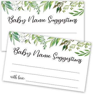 50 Baby Shower Name Suggestion Cards, Greenery Name Suggestion Cards for Baby Shower, Name Suggestion Game, Baby Shower Games, Baby Party Supplies, 3.5 x 2 Inches