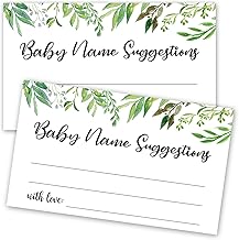 50 Baby Shower Name Suggestion Cards, Greenery Name Suggestion Cards for Baby Shower, Name Suggestion Game, Baby Shower Games, Baby Party Supplies, 3.5 x 2 Inches