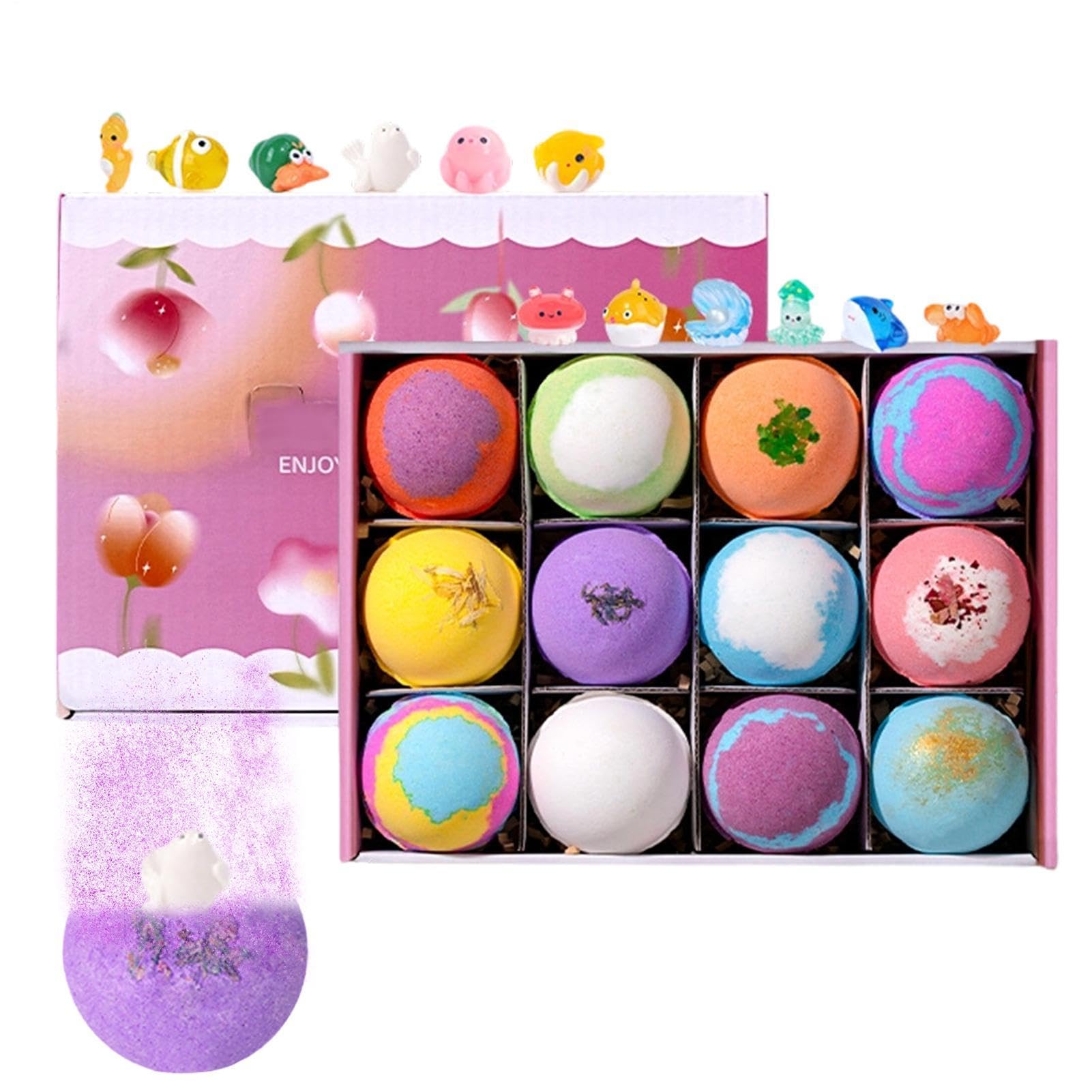 Bombe da Bagno Effervescenti Set 12 Pezzi Detergente Corpo | Bombe Effervescenti per Bagno Schiumoso Per Relax in Spa, Casa, Viaggio, Hotel