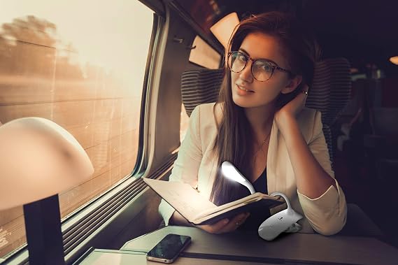 Clip-On LED Reading Light Rechargeable & Flexible Neck Book Lamp with Adjustable Brightness Perfect for Bedtime Reading & Travel