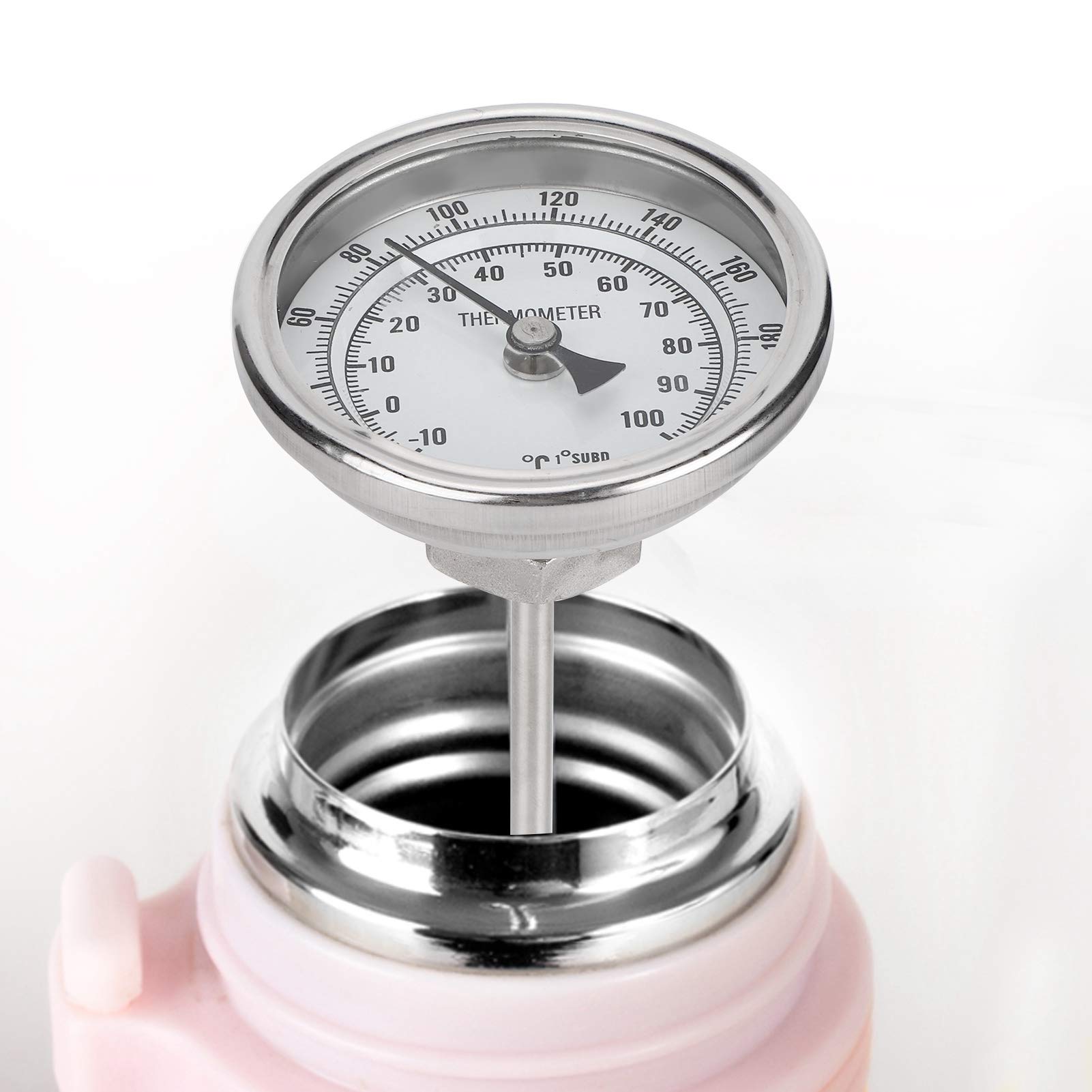 Termómetro de esfera de acero inoxidable con rosca 1/2 NPT Termómetro de olla Termómetro para hervidor de agua casero 0‑220 ℉/‑10‑100 ℃