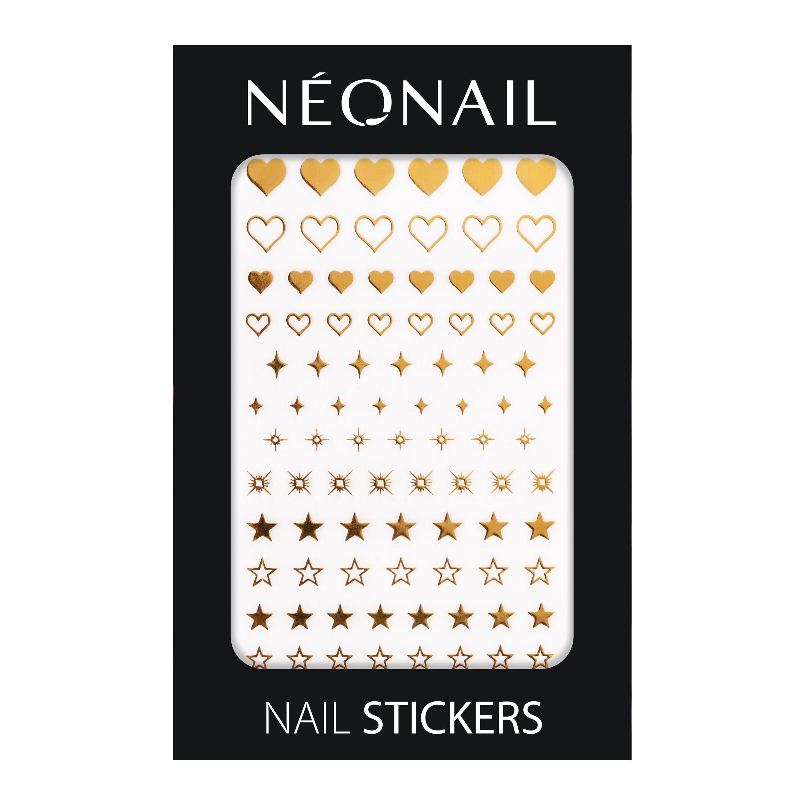 NÉONAIL Zestaw do hybryd: 3x lakier do paznokci 3ml + naklejki Nail Stickers Metallic Gold