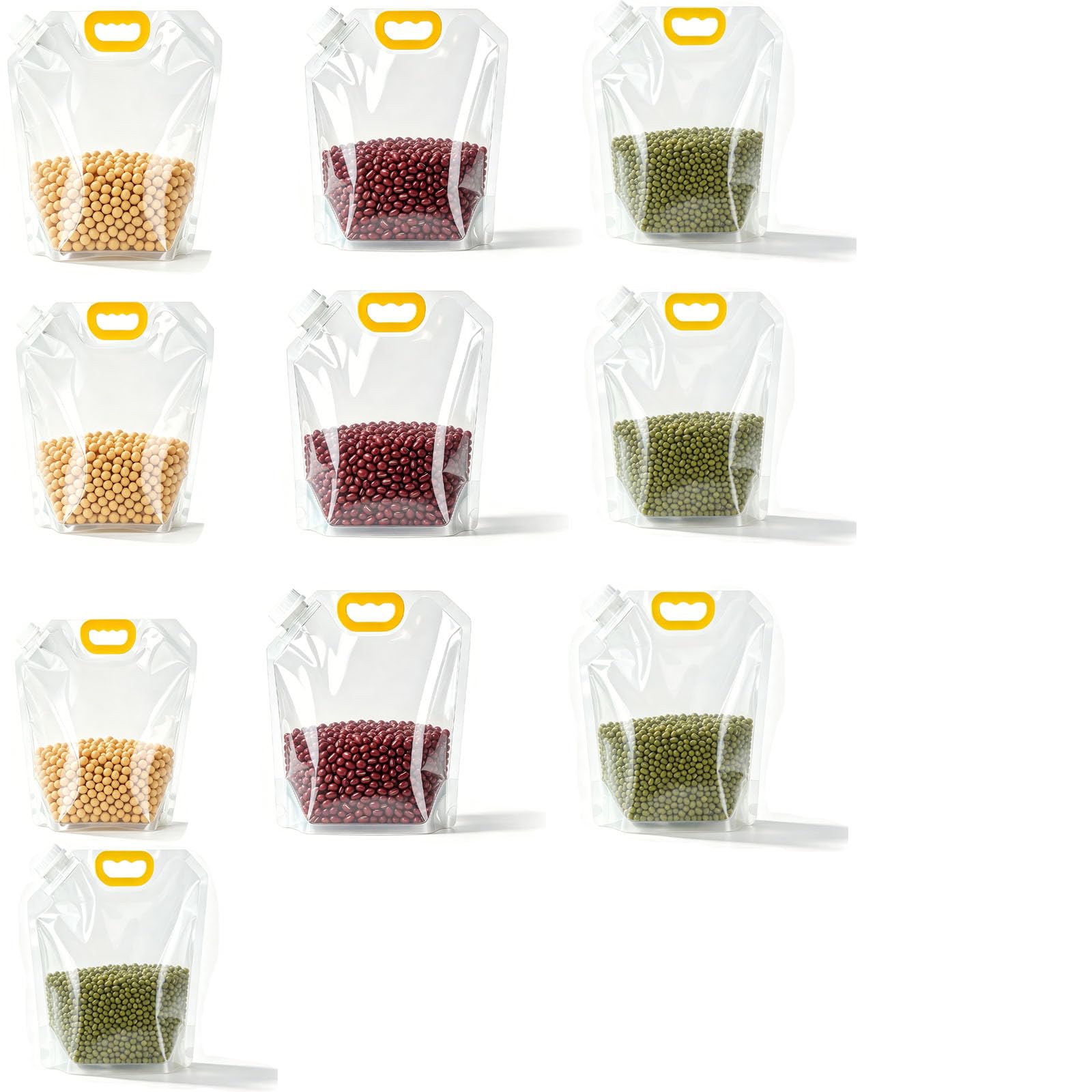 Bolsas herméticas para alimentos de 5L con asa y boca ancha para almacenar arroz y cereales (10 uds)