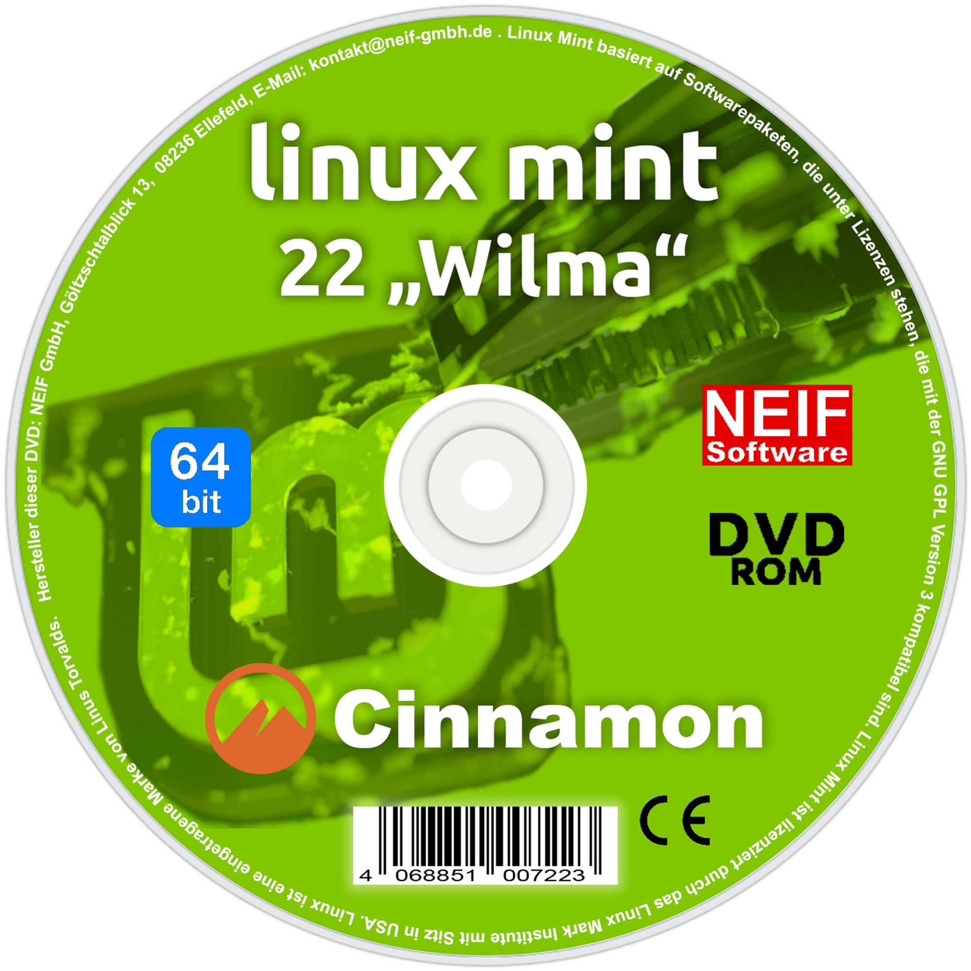NEIF Software DVD mit Mint 22 "Wilma" Cinnamon Betriebssystem basierend auf Linux
