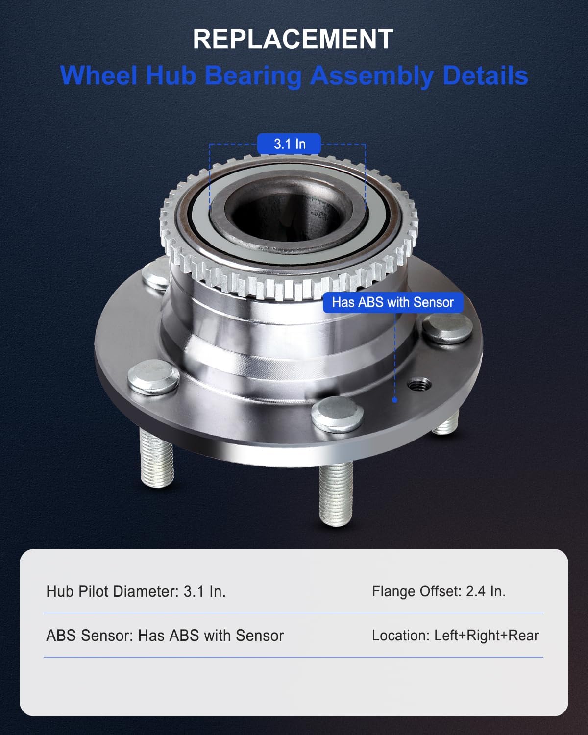 ECCPP Replacement for Wheel Bearing Hub 512269 X2 Bearing Assembly Rear 5 Lugs W/ABS Sensor for 1991-2009 Dodge Stealth/Viper 1990-2006 Mazda MPV/Protege/Protege5 1991-2006 Mitsubishi 3000GT/Lancer