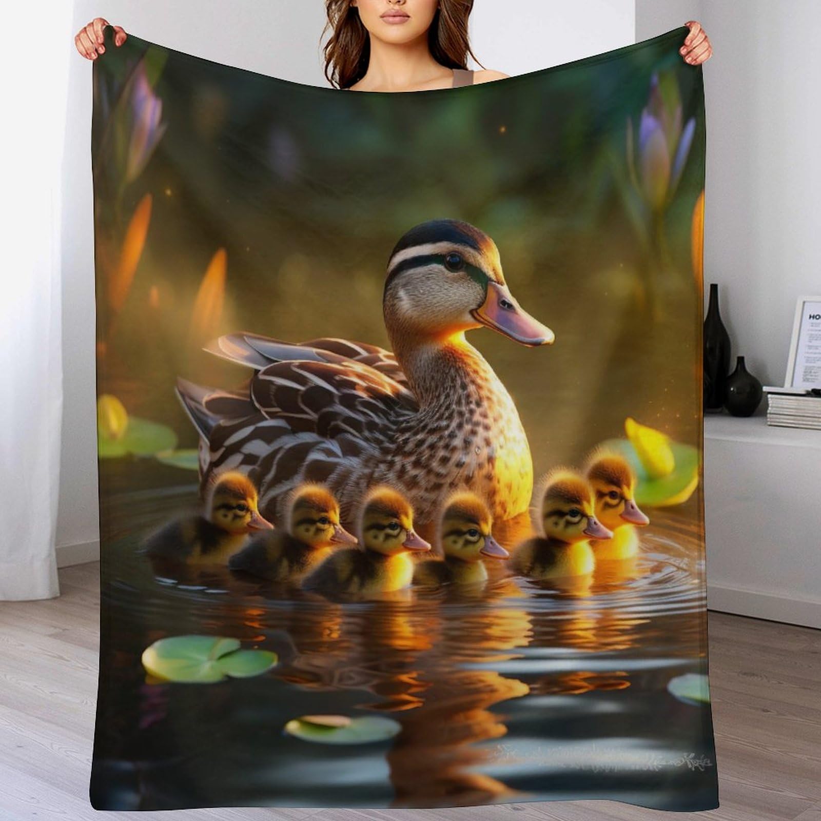 Couverture canard flannel douce pour cocooning sur le canapé toutes saisons