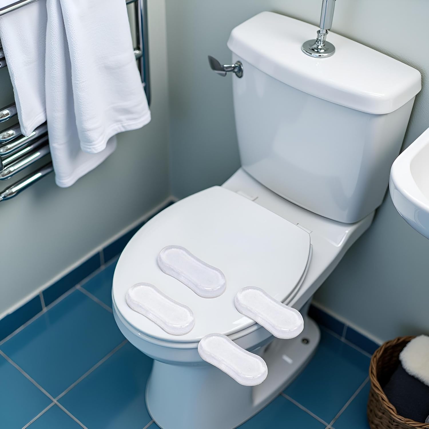 4Pcs Transparent Toilet Seat Bumper Set, Silicone Strong Adhesive Toilet Seats Lid Bumpers, Toilet Seat Buffers, Toilet Lid Rubber Pads for, Home, Hotel and Hospital Toilets