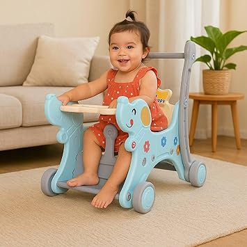 eHomeKart Puppy Walker for Kids - 3 in 1 Activity Walker, Rocking Chair and Ride-On - 12 Months to 3 Years, Multicolor