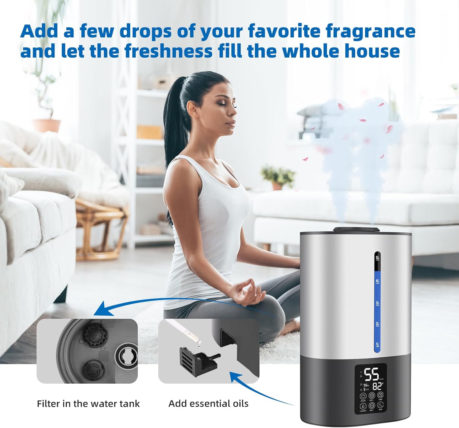 Essential oil diffuser tray for adding fragrances