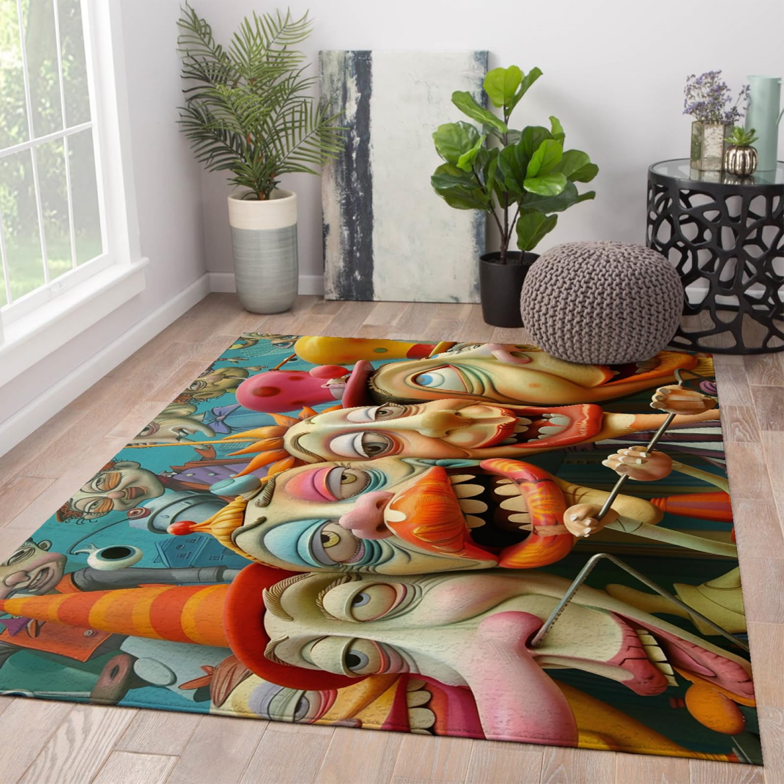 Amazon.com: Abstract Area Rugs Funny Smiling Face Pattern Rugs Low