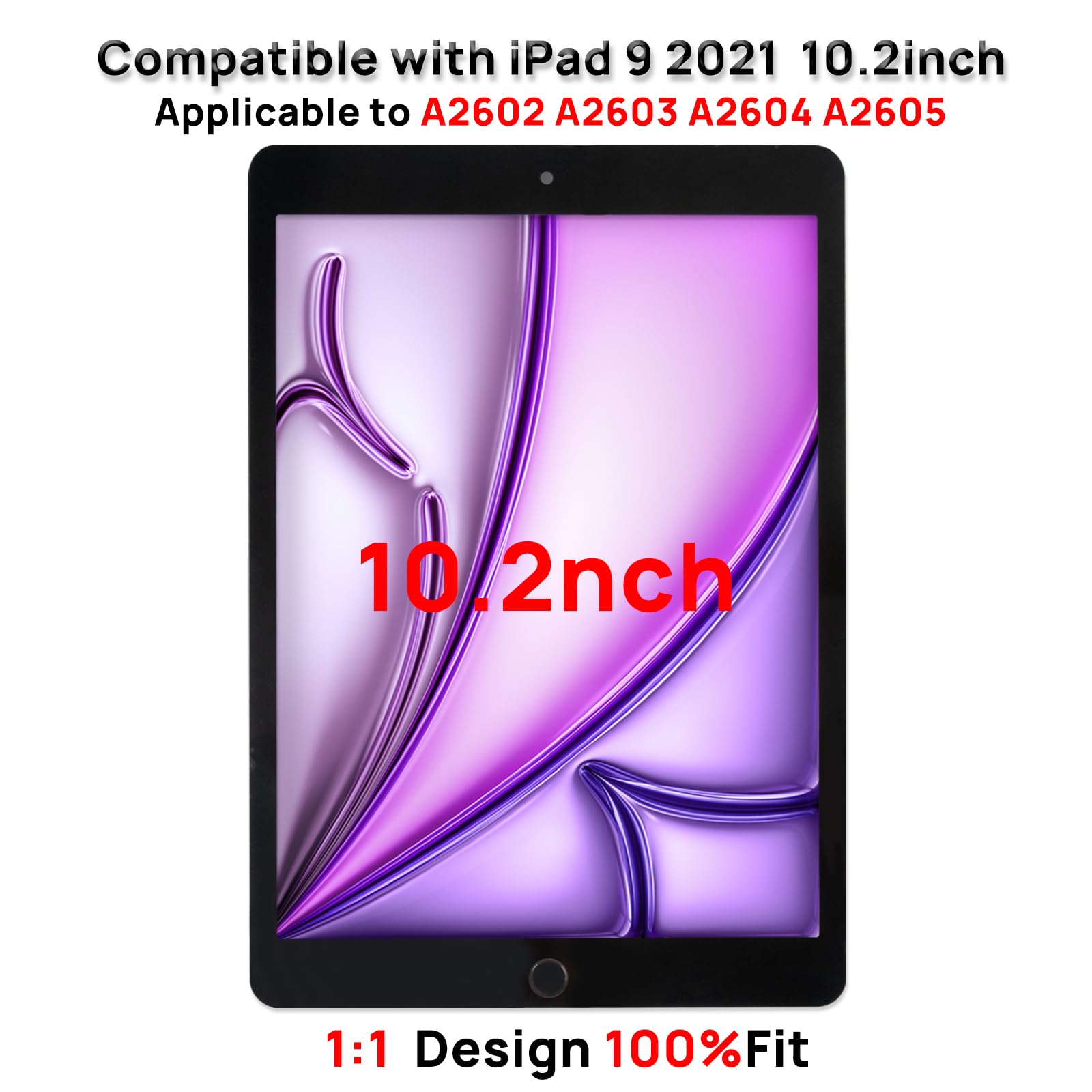 Für iPad 9 (9. Generation) A2602 A2603 A2604 A2605 Bildschirmersatz Digitizer Touch Glass für iPad 9. Generation 10,2 Zoll (2021 veröffentlicht), komplette Reparatursätze mit Home-Button