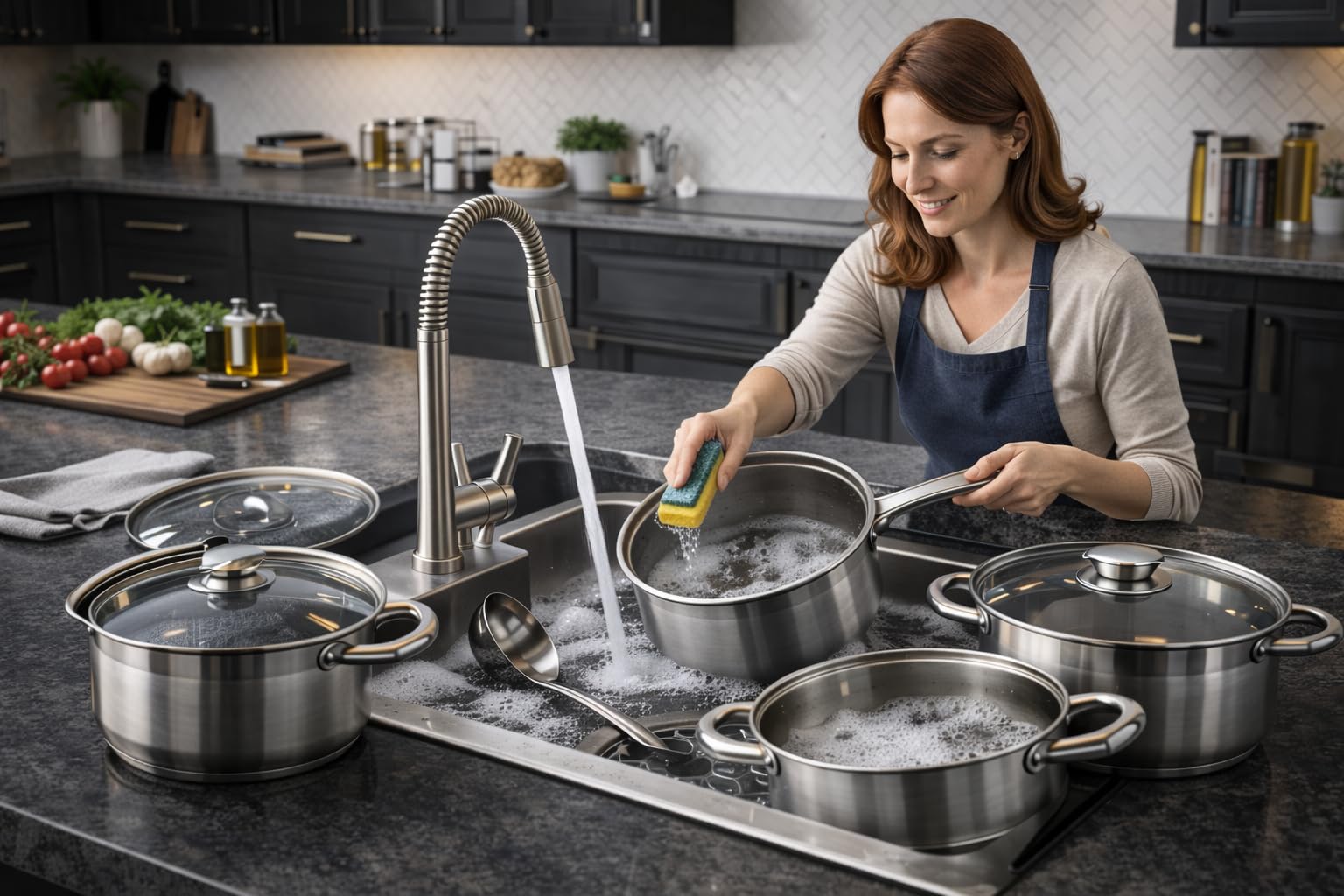 Topfset Induktion 7-teilig, Edelstahl satiniert, für alle Herdarten, Kochtöpfe mit Glasdeckel, Induktions Töpfe Set, Topf Set, Kochtopfset,