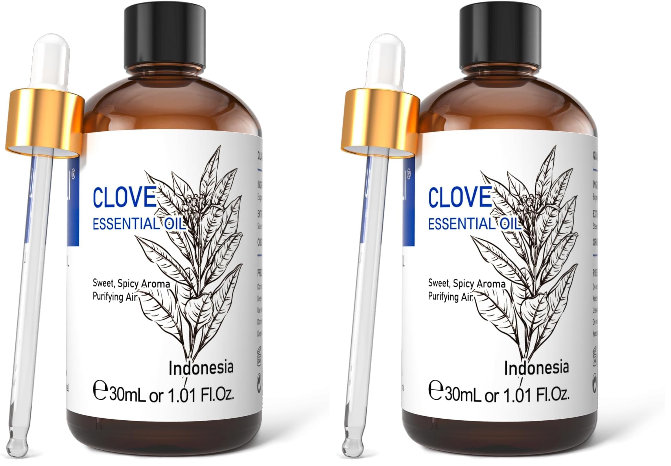 HIQILI 1 Fl Oz Clove Oil for Teeth and Gums, Oral Care, DIY Clean Spray, Aromatherapy, 100% Pure Natural Premium - 30ml (Pack of 2)