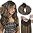 HOTBANANA Wire Hair Extensions, 12 inch 70g Chocolate Brown with Honey Blonde Invisible Fish Line Real Human Hair Extensions Straight