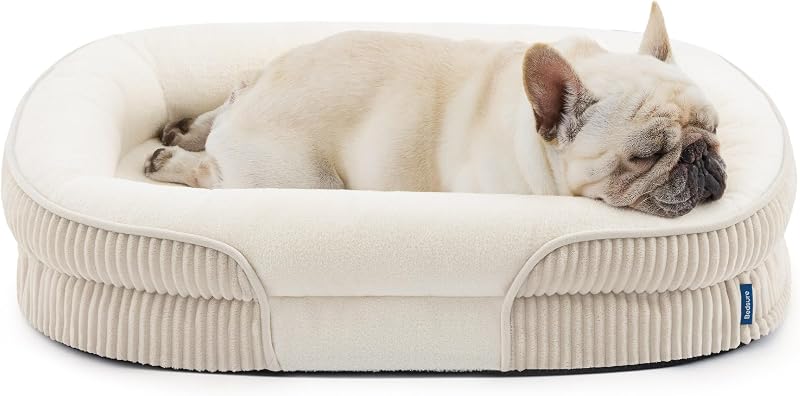 Cama ortopédica oval para cães Bedsure com laterais acolchoadas e capa de veludo cotelê – 76,2 x 50,8 x 16,5 cm