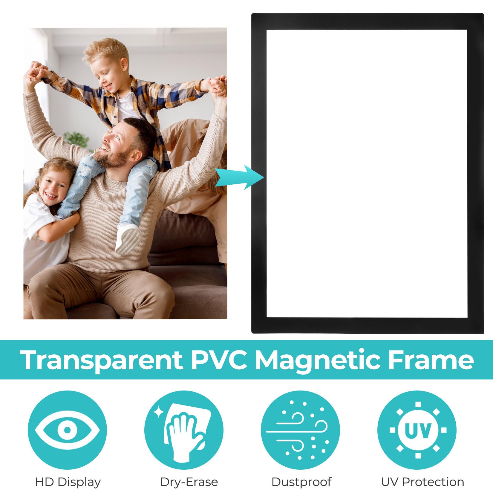 Magnetyczne ramki A4, 12 szt. Magnetyczne ramki na zdjęcia, samoprzylepne magnetyczne ramki na zdjęcia na ścianę, ramka ekspozycyjna na plakaty, certyfikaty i papiery do obrazów, zdjęć, zawiadomień