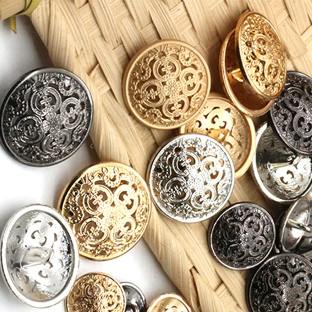 Ciieeo Metal Hollow-Out Buttons 30Pcs 20Mm Silver Sewing Fasteners for Jackets Coats DIY Craft Decoration - Image 4