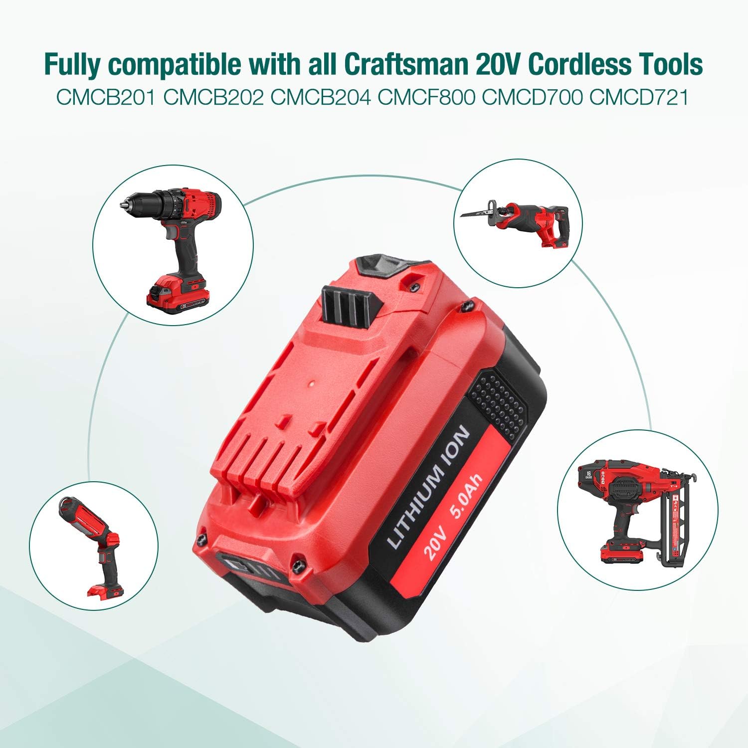 New Arrivals Magolin 2 Pack Upgraded 20V 5000mAh Lithium Ion Battery Compatible with Craftsman V20 Battery CMCB202 CMCB204 for Craftsman V20 Cordless Tools Get Discount 70% Price Magolin 2 Pack Upgraded 20V 5000mAh Lithium Ion Battery Compatible with Craftsman V20 Battery CMCB202 CMCB204 for Craftsman V20 Cordless Tools