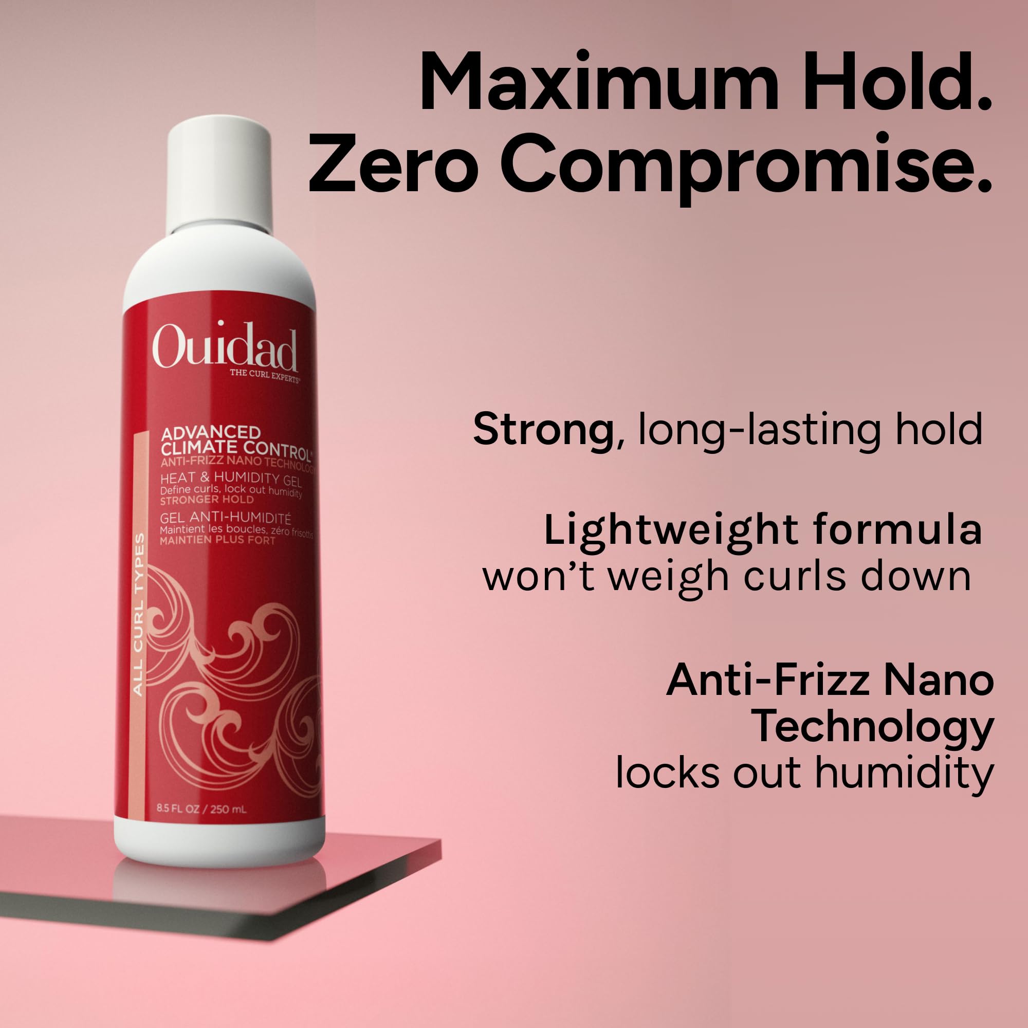 Ouidad Advanced Stronger Hold Curl Gel Climate Control Anti-Frizz 250ml | Strong Hold Styling Gel for Wavy, Curly and Coily Hair. Defines Curls and Controls Humidity. Anti-Frizz.