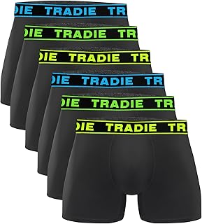 TRADIE Men's Bamboo Fitted Trunk 6-Pack Mens Underwear, Soft, Comfortable, Breathable Mens Underwear, Boxer-Brief