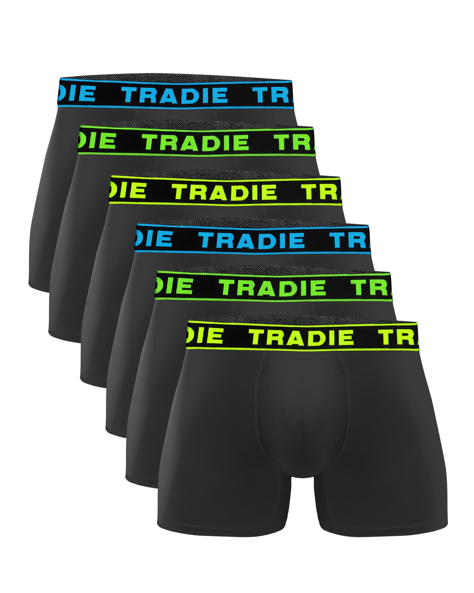 TRADIE Men's Bamboo Fitted Trunk 6-Pack Mens Underwear, Soft, Comfortable, Breathable Mens Underwear, Boxer-Brief, Beachfront, M