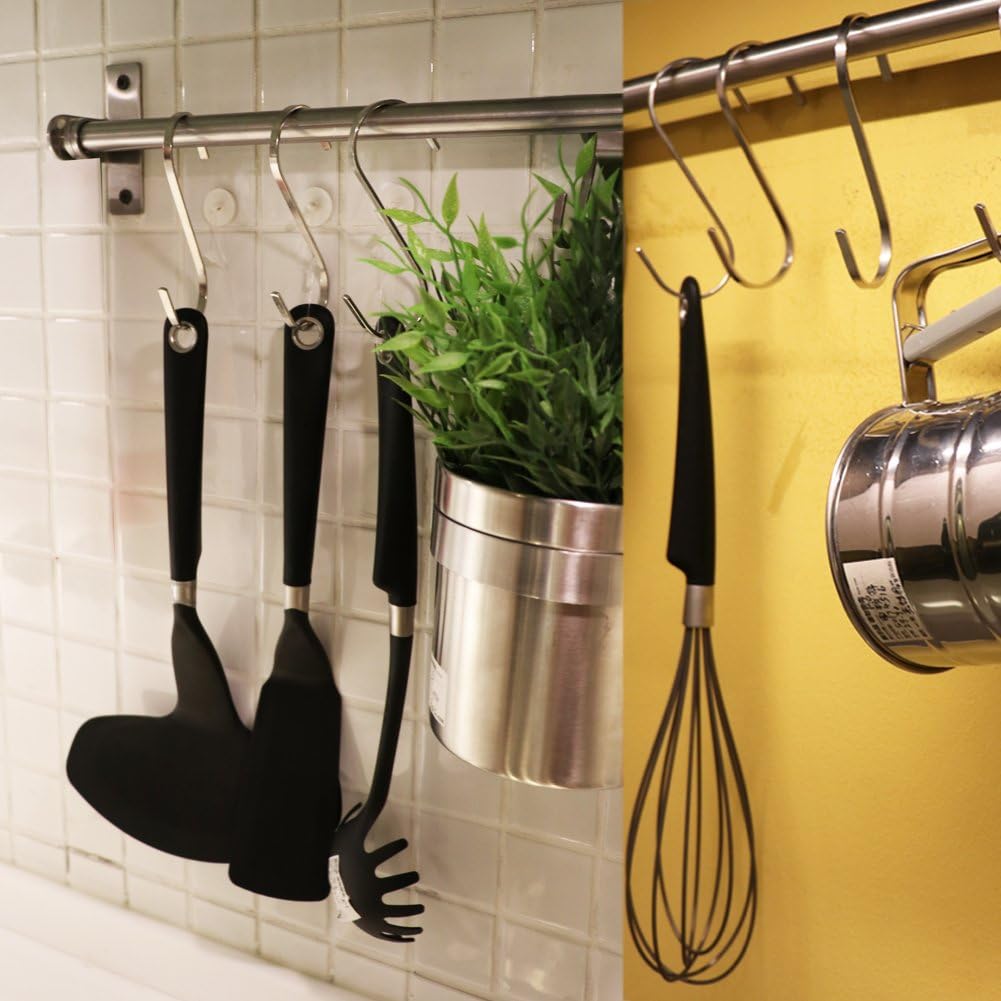 Cheapest 🛒 24 Pack ESFUN 4.4 inch Large 304 Stainless Steel S Hooks for Hanging Indoor and Outdoor Rustproof