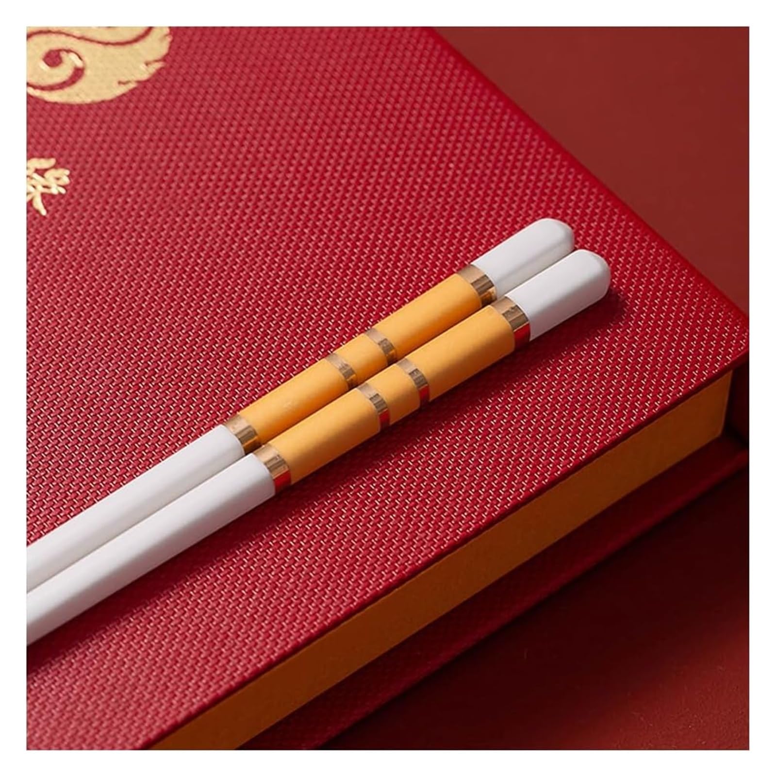 Baguettes en céramique, Coffret cadeau de 10 paires baguettes réutilisables avec étui, antidérapantes en céramique osseuse haute qualité(O)