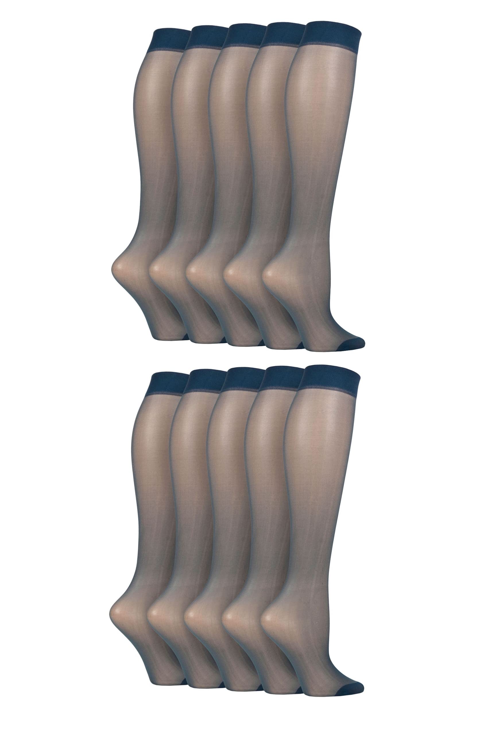 Sockshop Women's Knee - Navy Knee Highs Nylon Stockings Pop Socks Hosiery 15 Denier In Various Shades One Size Pack Of 10 4-8