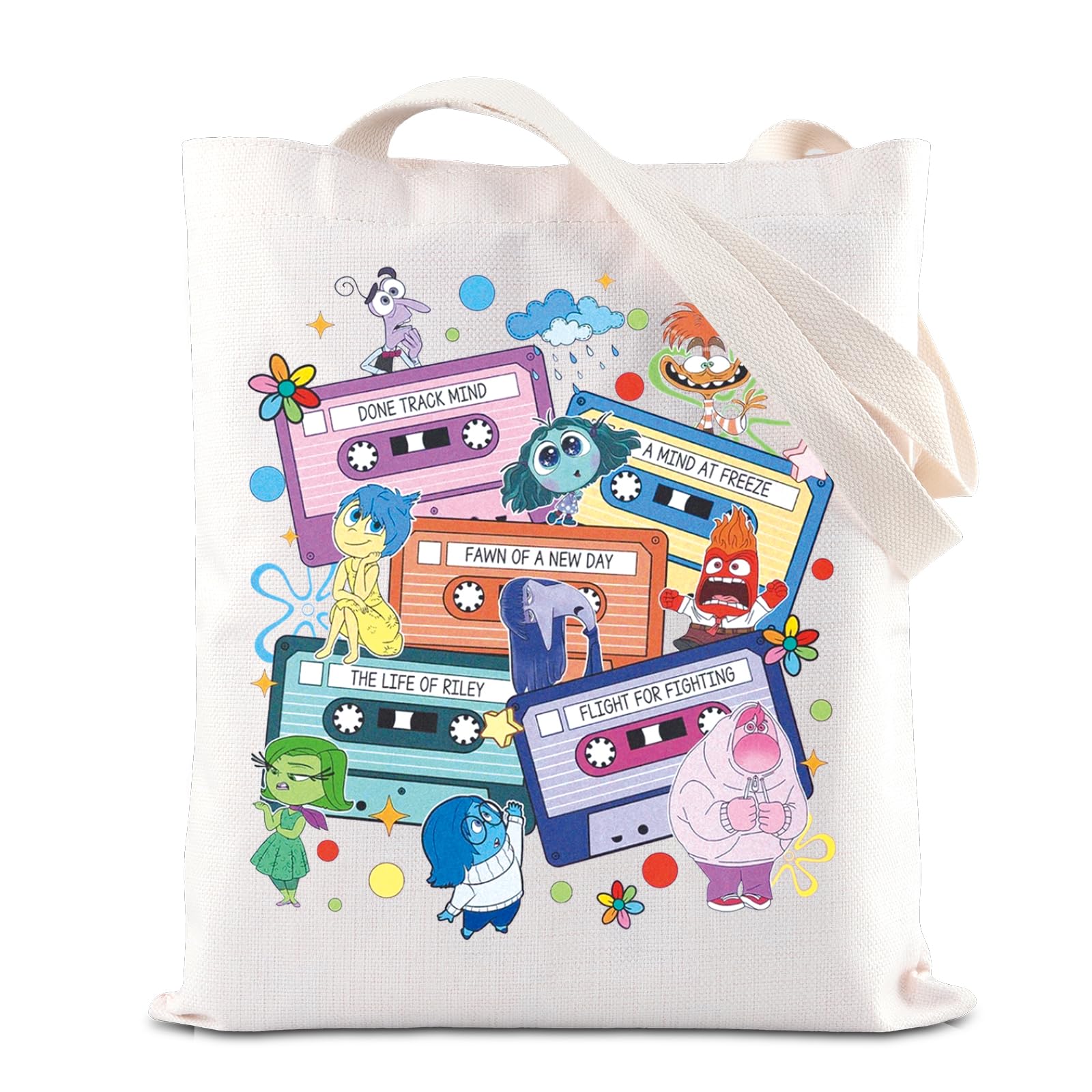 FOTAP Inside Movie Merch Cartoon Emotion Gift Inside Characters Tote Bag Joy Anger Fear Sadness Handbags