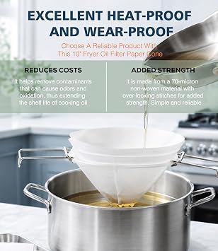 10 Reusable Cone Filter Bag Set for Frying Oil, Maple Syrup Filter