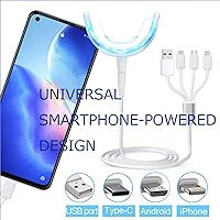 Vista 7 de TAWEE Kit de blanqueamiento dental seguro para dientes sensibles y esmalte con cable de luz aceleradora de blanqueamiento dental con 16 LED azules